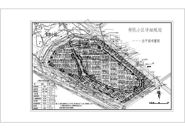 总用地面积13.24公顷移民小区详细规划总平面布置图1张 含主要技术经济指标.cad-图一