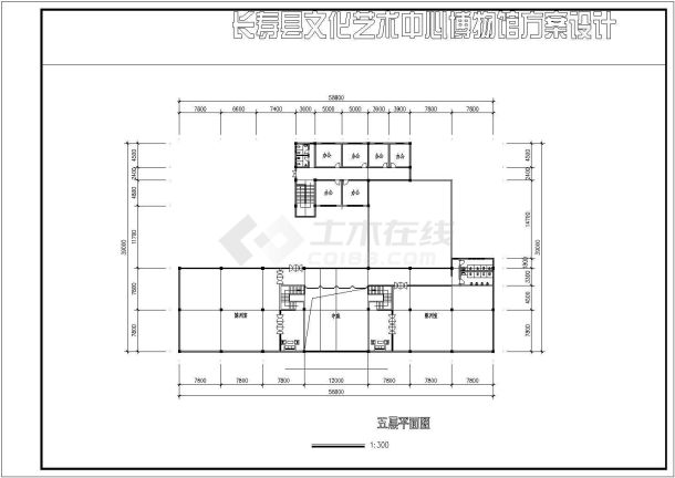 某县城文化艺术中心博物馆设计CAD图-图一