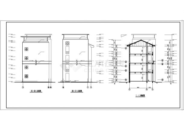 江西某四层框架结构教学楼建筑cad施工全套图纸-图一