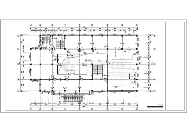 某地商务学校图书馆建筑CAD施工图-图二