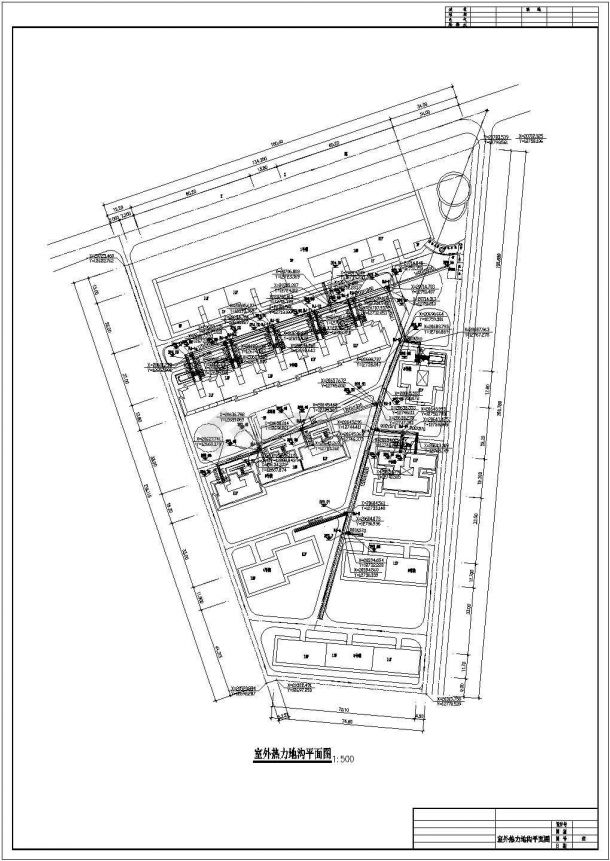某城市换热站至小区室外热力管网系统设计CAD图-图一