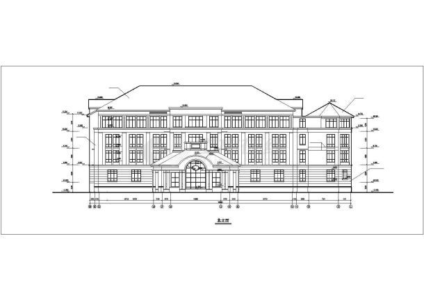 某四层框架结构学校教学楼立面设计cad方案图纸-图一