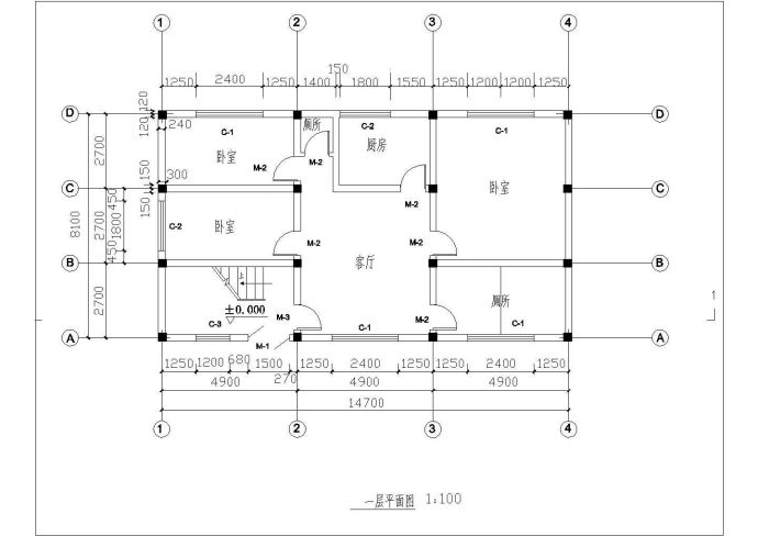 【2层】250㎡2层住宅建筑结构cad设计及投标文件（建筑结构图、清单计价、施工平面、进度表）_图1