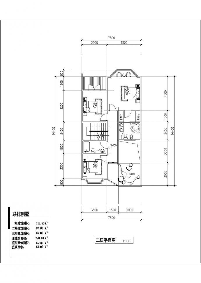南阳市某村镇270平米3层砖混结构高档乡村独栋别墅建筑设计CAD图纸_图1
