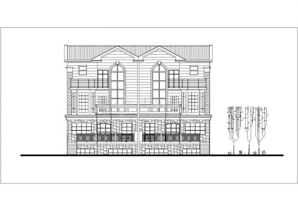 南阳市某村镇270平米3层砖混结构高档乡村独栋别墅建筑设计CAD图纸-图二