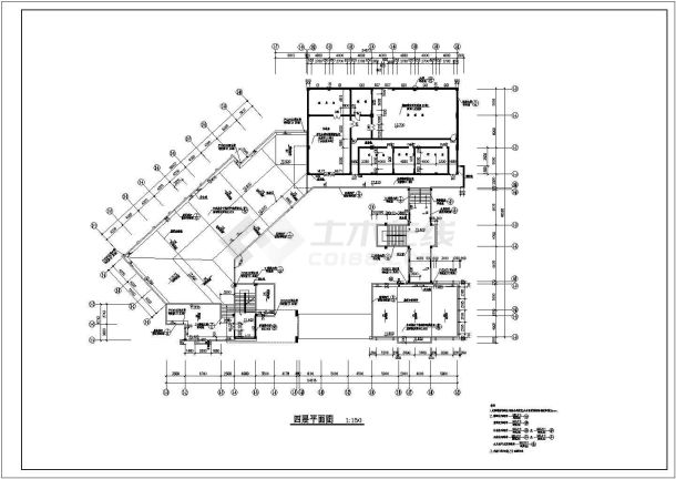 某城市黄江实验小学四层框架结构教学楼建筑工程设计全套cad图（含建筑设计说明）-图二