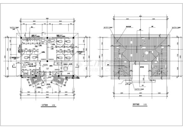 某1层砖混结构公厕CAD建筑设计施工图-图一