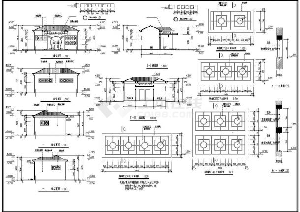 某1层砖混结构公厕CAD建筑设计施工图-图二