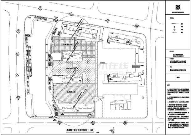 某雨花台经适房工程施工现场CAD详细平面布置图-图一