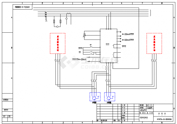 ABB变频器一拖二控制系统原理CAD图纸-图二