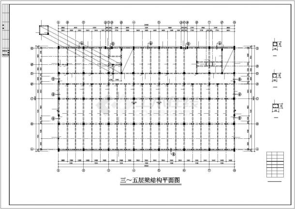 某地五层电子综合楼框架结构施工cad图纸-图二