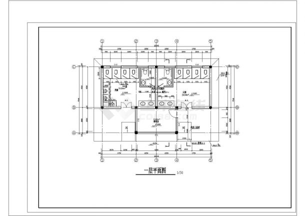 某 1层72平米砖混结构生态旅游区公厕CAD建筑设计施工图-图一