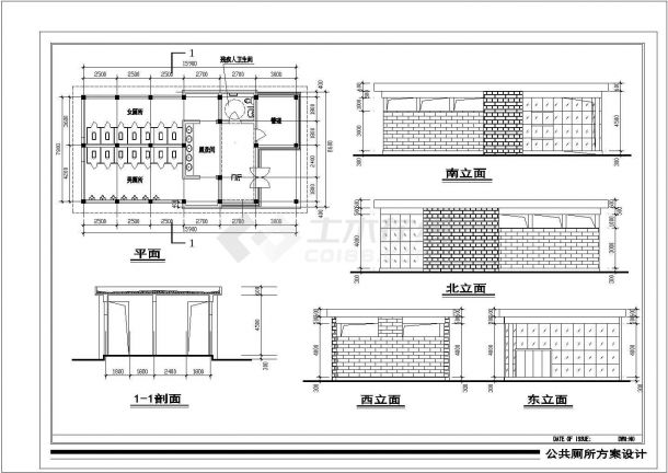 某1层风景区公厕方案CAD建筑设计施工图-图一