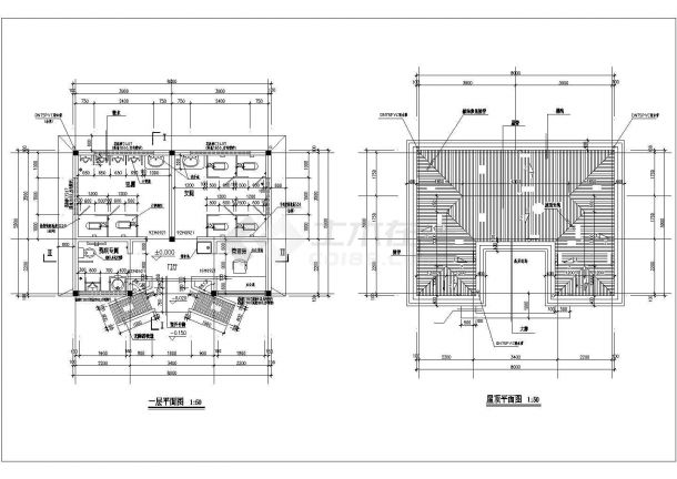 公厕建筑施工CAD建筑设计图-图一