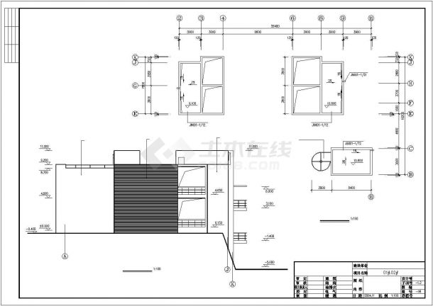 佛山市某社区1010平米三层异形柱框架结构连体别墅建筑设计CAD图纸-图二