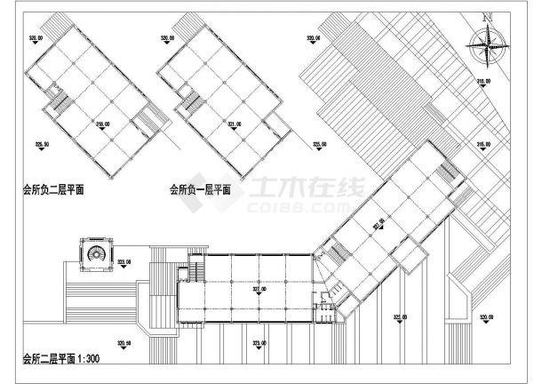 地上2层别墅区会所建筑设计施工图-图一