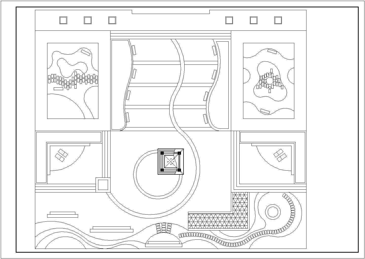 某屋顶花园景观CAD构造完整设计平面图