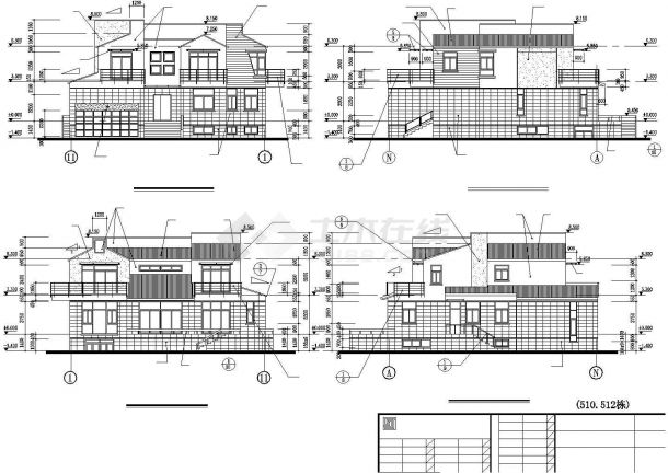 镇江某村镇433平米2层框混单体乡村别墅建筑设计CAD图纸（含地下室）-图二