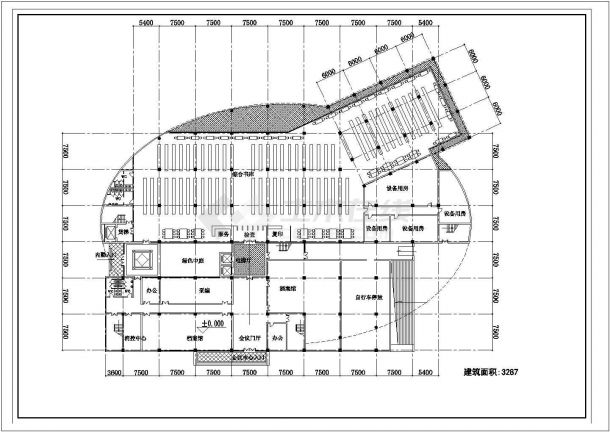 学校内大型图书馆规划CAD平立面参考图-图二