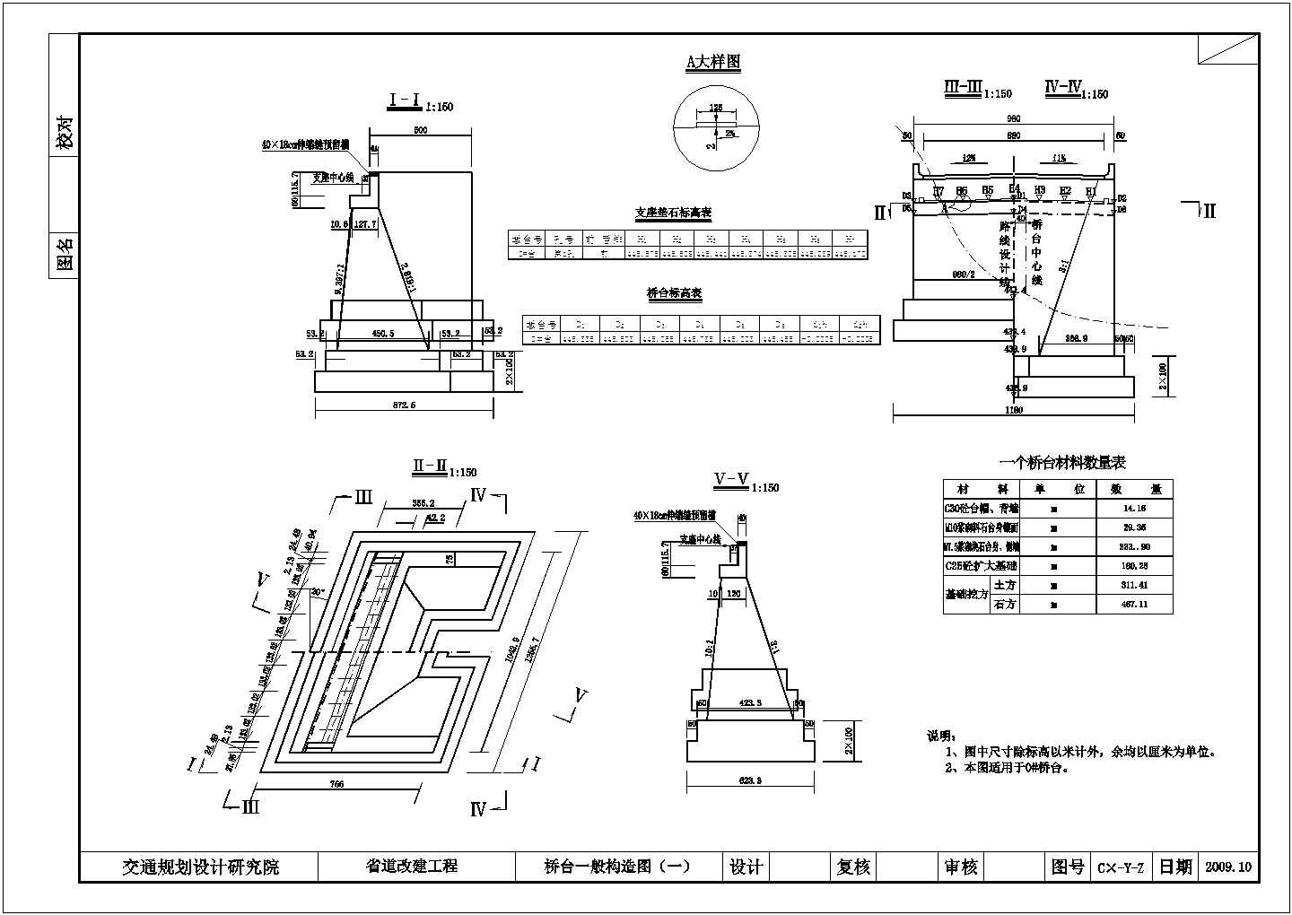 某山路小型桥梁完整设计施工详细方案CAD图纸