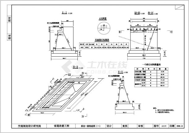 某城市内小型桥结构完整设计施工详细方案CAD图纸-图一