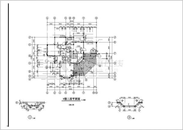 银川市某村镇2层砖混结构简约型乡村别墅平面设计CAD图纸（含地下室）-图二