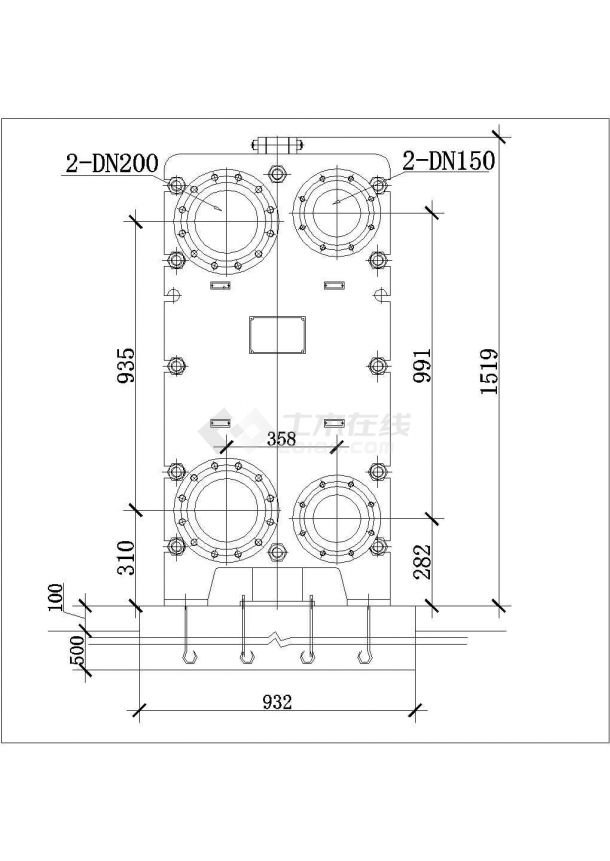 105差板式多管热交换器详细cad装配图-图二