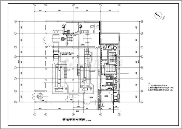 某地区暖通工程热水锅炉房建筑设计CAD图-图二