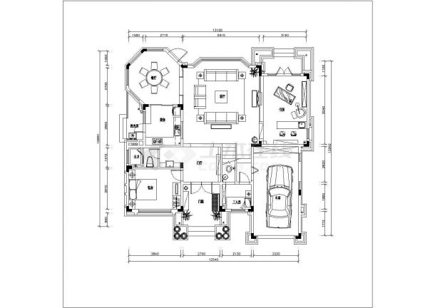 三层别墅平面施工CAD图-图二