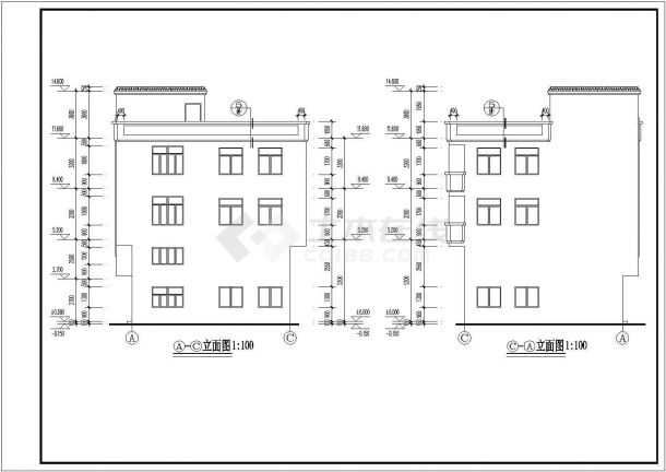杭州某社区3层混合结构独栋别墅建筑设计CAD图纸（含夹层和天面层）-图二