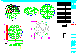园形屋面采光井钢网壳结构cad设计施工图纸-图二