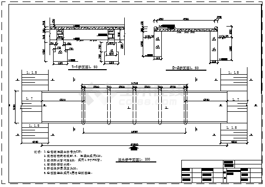 某金水桥CAD详细平立面设计施工详图-图一