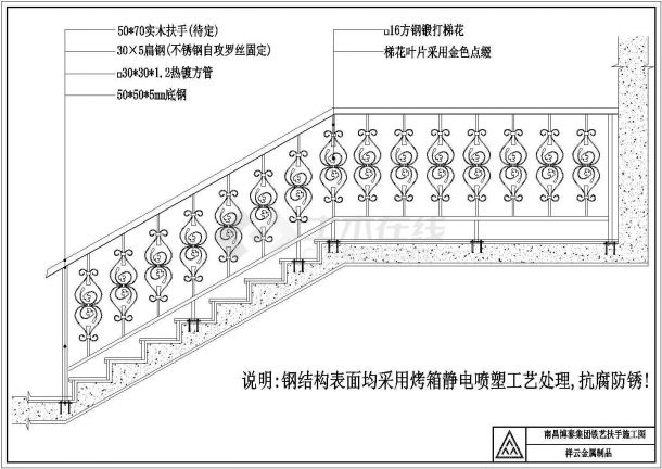 某铁艺栏杆CAD设计构造平面图-图一