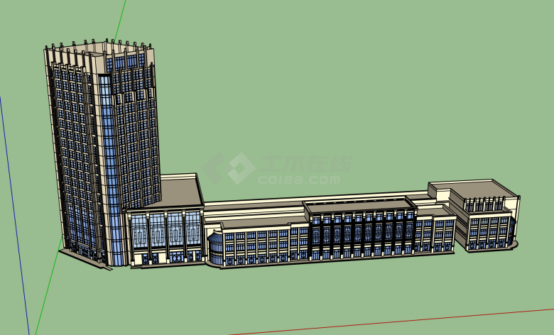 杭州工业园区超大办公楼su模型-图一