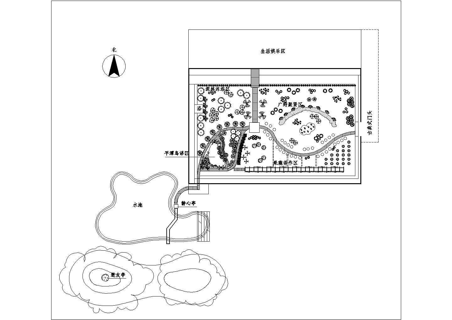某温室及外围CAD设计景观施工平面图