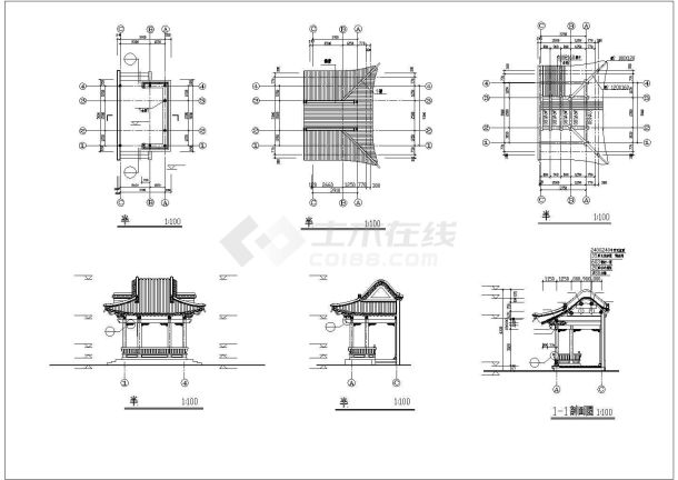 某半亭CAD构造完整图纸-图二