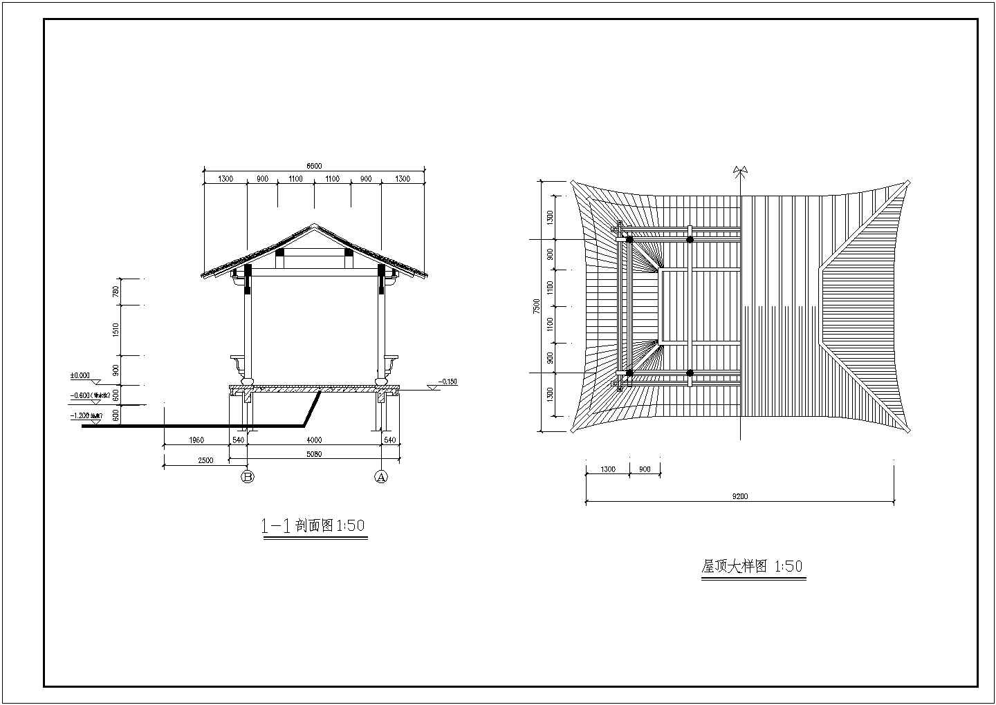 某水榭亭CAD设计构造平面施工图