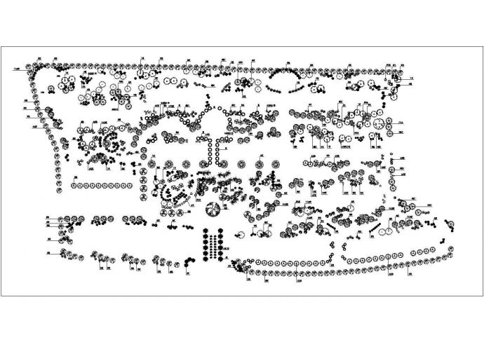 某公园乔灌木CAD详细设计示意图_图1
