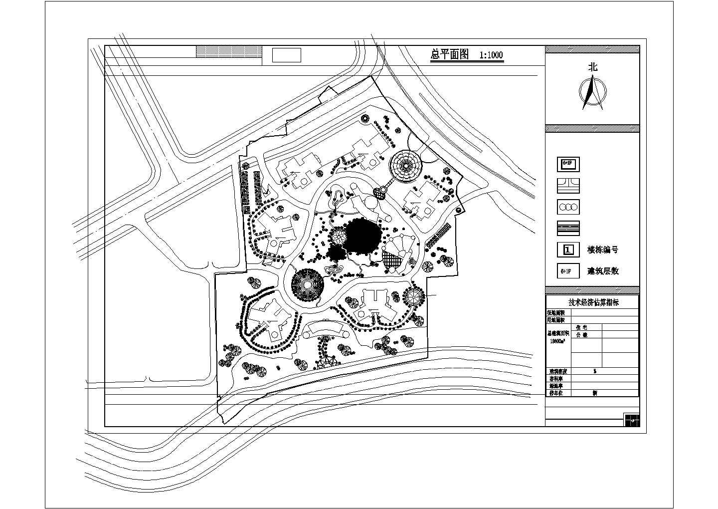 某桃源公寓小区规划CAD平立面施工设计图