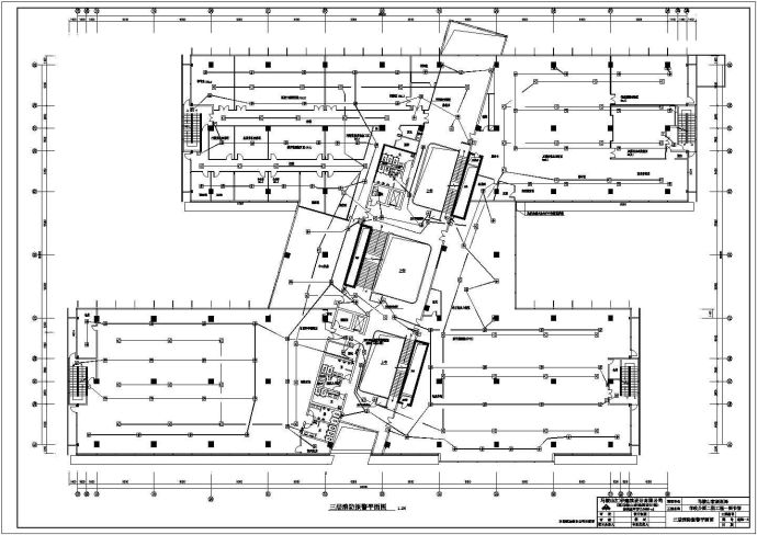 长126米 宽74.4米 四层市图书馆火灾消防自动报警平面图_图1