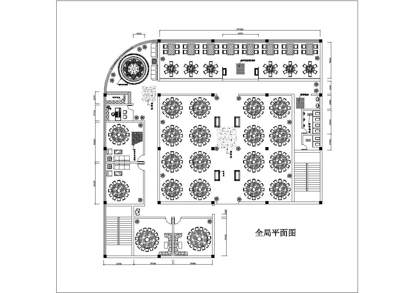 【苏州】某步行街美食广场餐饮空间全套装修施工设计cad图