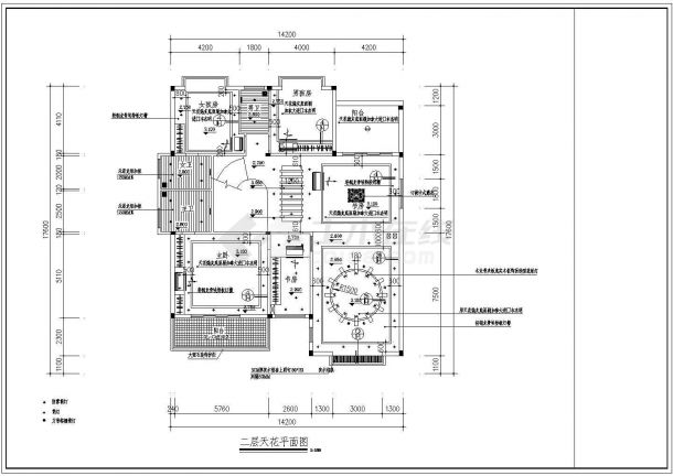 东莞某花园小区中式别墅全套装修施工设计cad图-图二