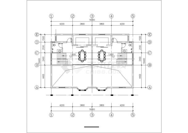 滁州市某村镇256平双层混合结构单体别墅平立面设计CAD图纸（含夹层）-图一
