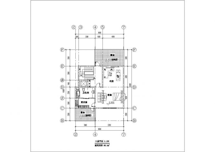 合肥市某村镇362平米3层框混结构高档单体别墅全套平面设计CAD图纸_图1