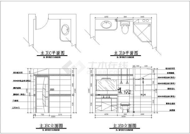 乌鲁木齐市成津新村某3层框混结构单体休闲别墅全套平面设计CAD图纸-图二