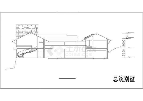 南京市某山庄1400平米2层砖混结构豪华私人别墅全套建筑设计CAD图纸-图二