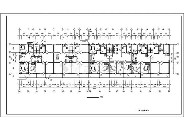 4500平米6层砖混结构学生宿舍楼建筑设计CAD图纸（含储藏室和阁楼）-图二