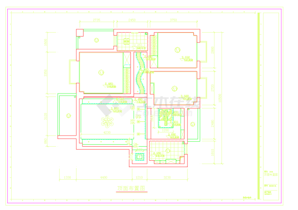 武汉两套三室两厅设计方案图CAD图纸-图二