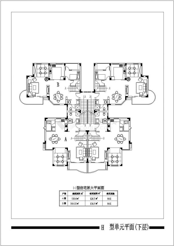 天津多层住宅楼平面设计详细建筑施工图-图二