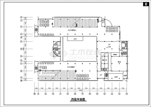 四川农大四层豪华图书馆施工建筑cad图，共6张含地下室-图一